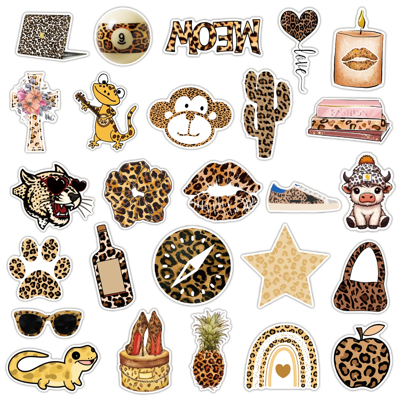 10/50 個ヒョウ柄美的素材動物アイテムテキスト落書きクリエイティブ装飾防水ステッカー子供のおもちゃ