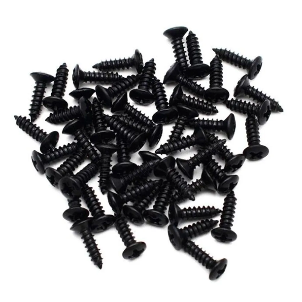 50PCS Guitar Pickguard Mounting Screws With Plastic Storage Box For ST Electric Guitar Bass Guard Plates 3*12mm Metal Screws