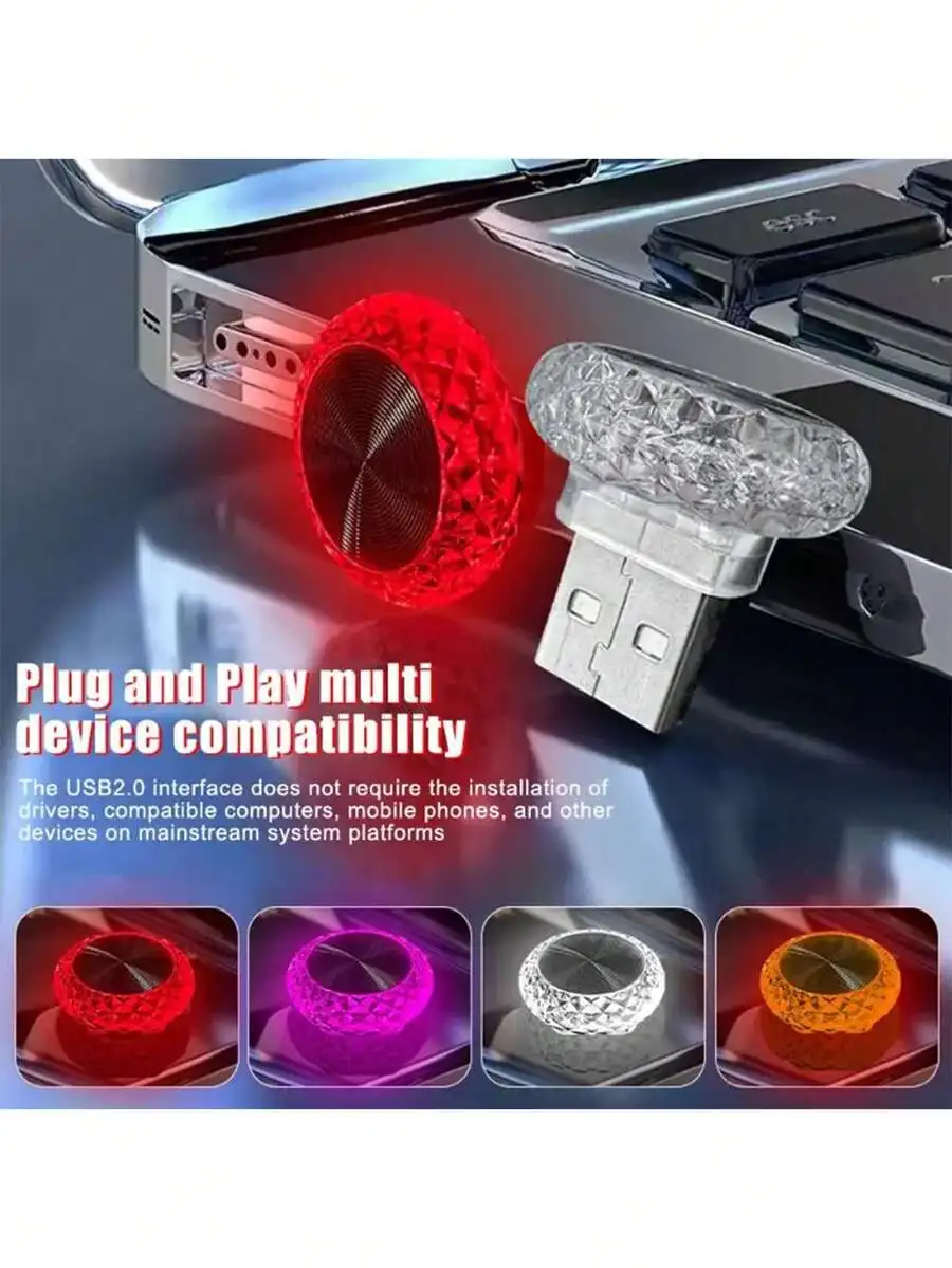 

1pc USB Powered Portable Mini Car & Computer LED Atmosphere Light, Car Interior Decor
