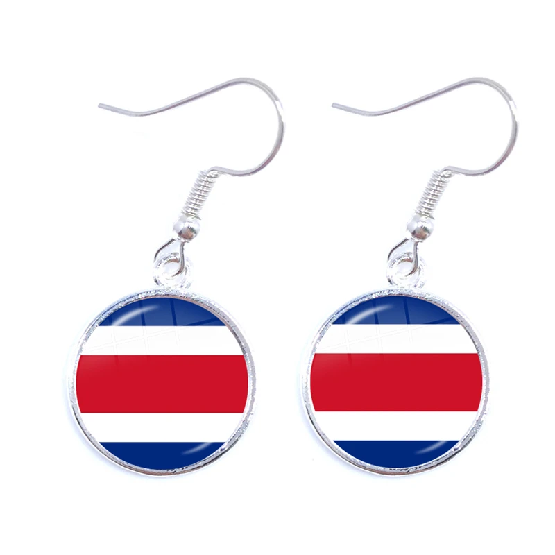 Guatemala,Bahamas,Cuba,Costa Rica,The Federation of Saint Kitts and Nevis,Antigua and Barbuda National Flag Glass Drop Earrings