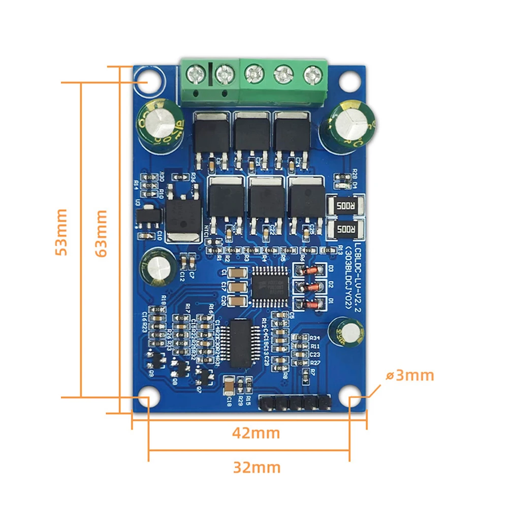 DC Brushless Motor Drive Board With Hall DC12-37V 5A Motor Governor PWM Motor Speed Regulator For Three Phase Brushless Motor