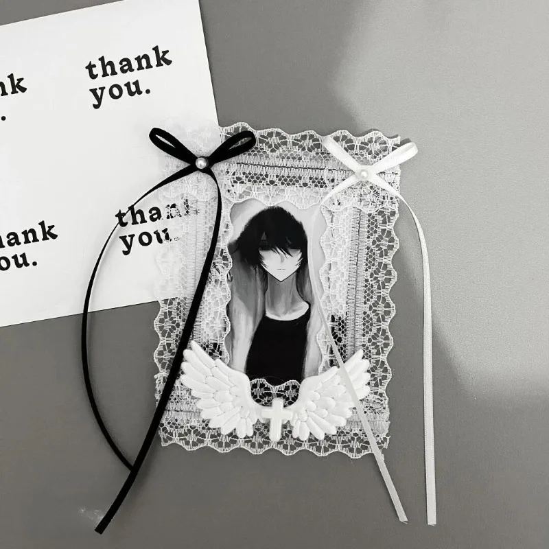 White Rose Lace Photo Card Holder Ins Style Korean Photocard Case Cover for Kpop Idol Cute Backpack Pendant School Accessory