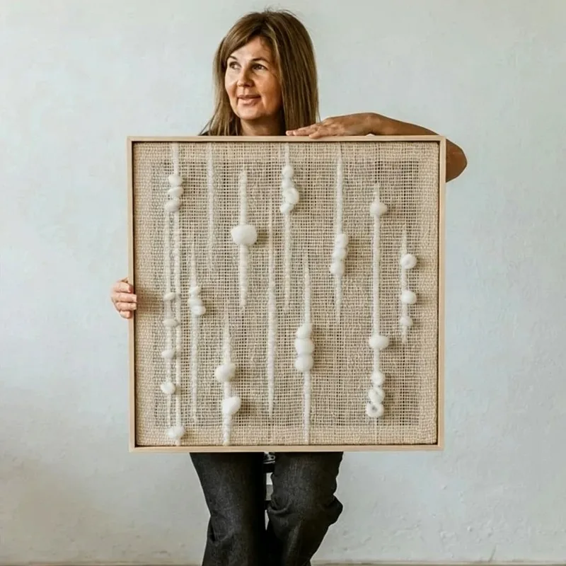 Log wind three-dimensional hand-woven living room decorative painting, high-end sense wabi-sabi wind
