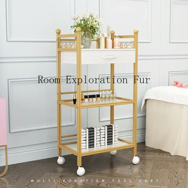 Spa Beauty Furniture Machine Beech Trolley Salon Hair Equipment Wheels Laser Black Roulette Storage Hairdressing Stainless Steel