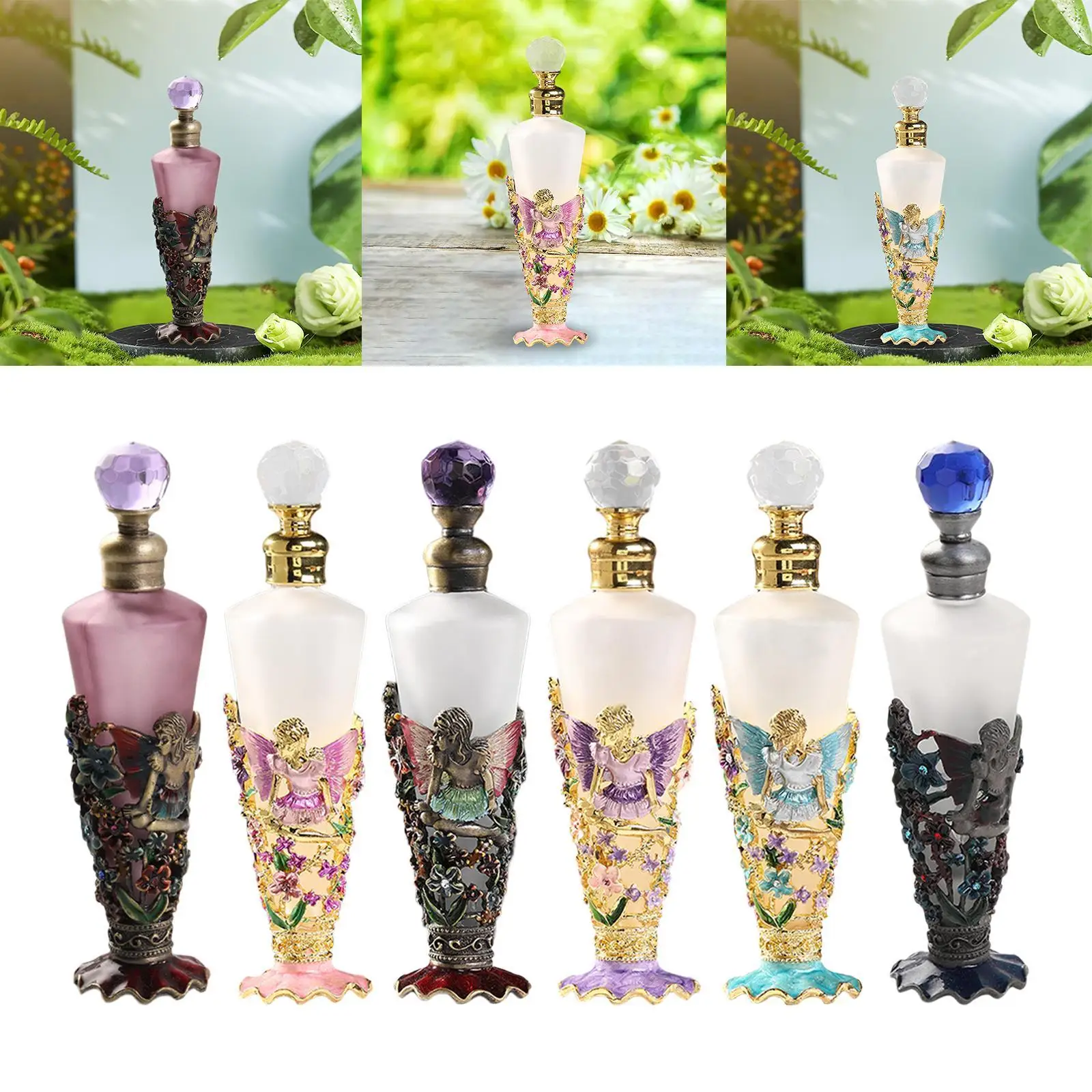 Vintage Glass Perfume Bottles Portable 25ml Essential Oil Bottle Decorative Fancy Refillable for Women Girls Wedding Favors