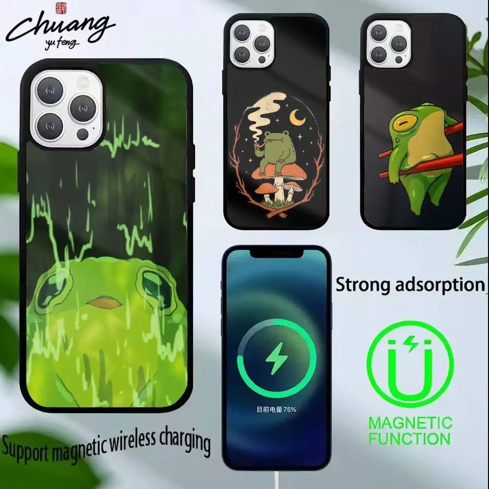 

Frog Cartoon Phone Case For iPhone17,16,15,14,13 Plus,Pro Max Magnetic For Magsafe Wireless Charging