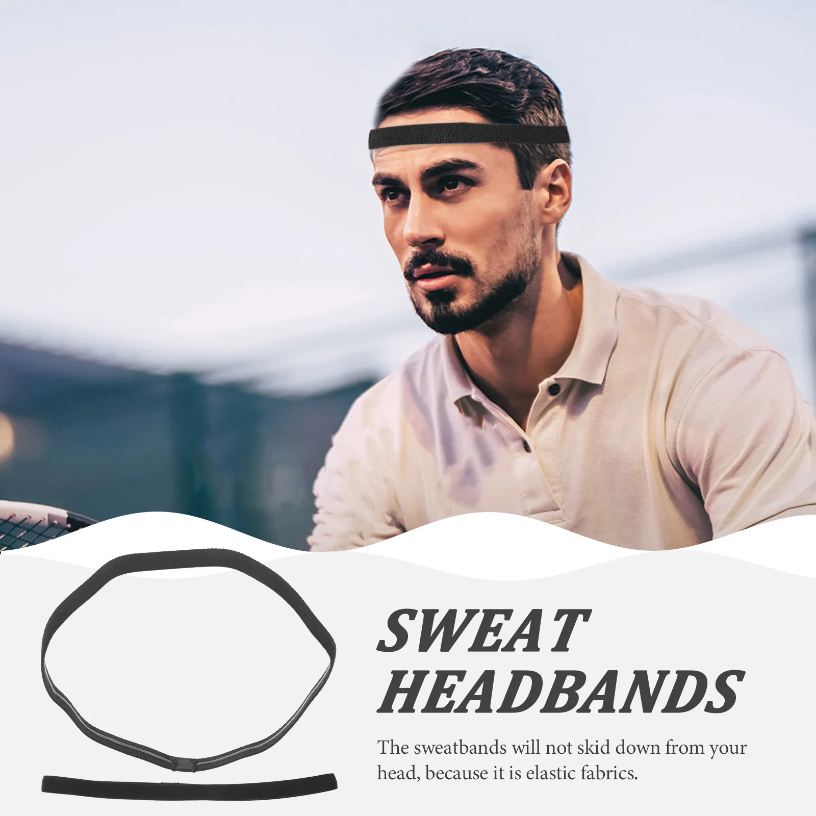 2 szt. Unisexowe sportowe opaski na głowę Elastyczne opaski przeciwpotne Antypoślizgowe do ćwiczeń Biegania Jogi Fitness Opaski do włosów Biała opaska męska