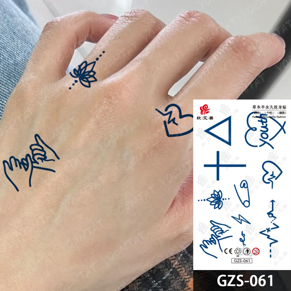 Wings Crown Text Juice Ink Lasting Waterproof Temporary Tattoo Sticker Letter Totem Hand Fake Tatto Body Art Women Men Arm Neck