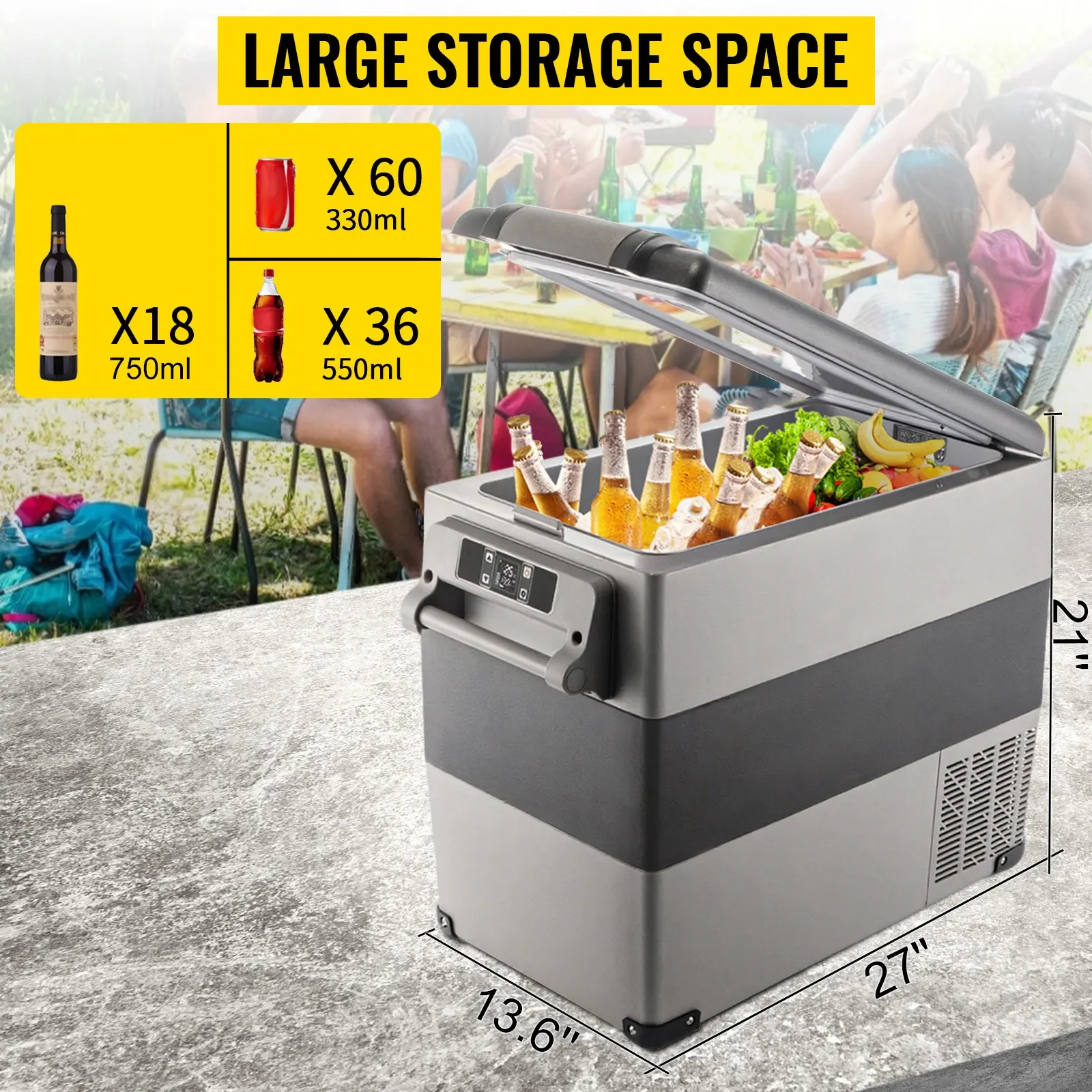 VEVOR Car Refrigerator 55L Compressor Portable Small Refrigerator Car Refrigerator Freezer Car Truck RV Yacht Cooler