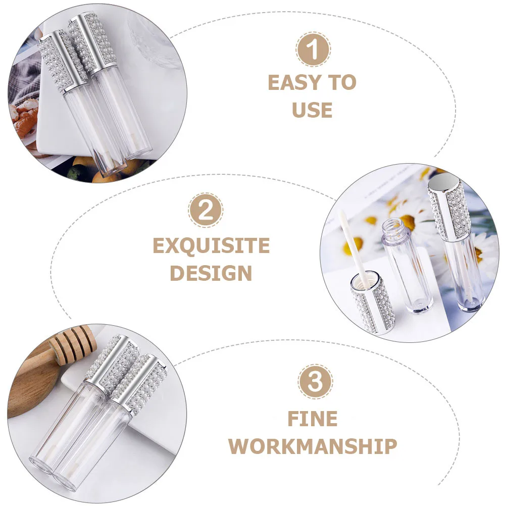 10 Pezzi Tubetti Lucidalabbra da 5ml, Mini Bottiglie in Vetro Ricaricabili per Olio Labbra, Strumento Fai-da-Te, Contenitori per Lucidalabbra