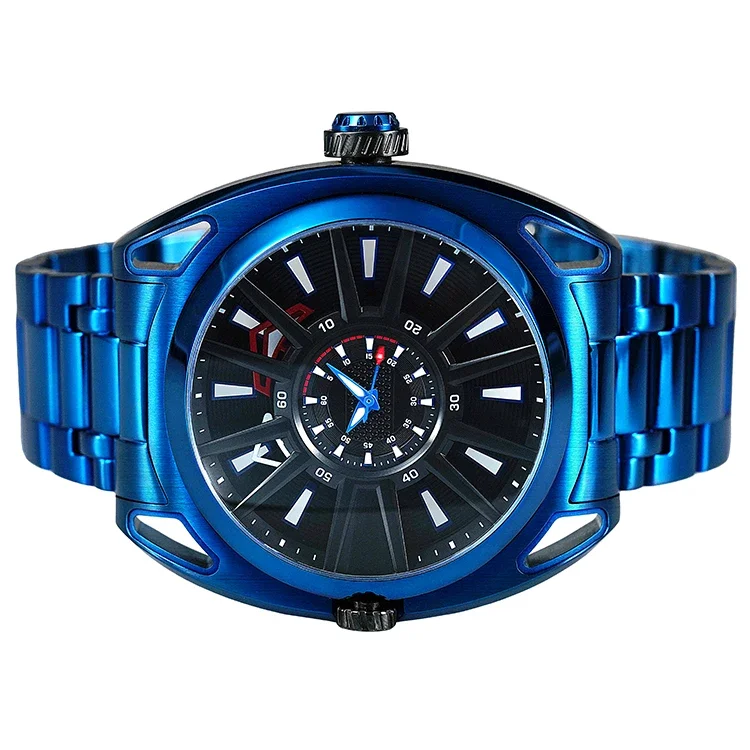 Orologio da uomo alla moda hip-hop con doppio movimento blu, design personalizzato, funzioni luminose, orologio sportivo, orologio da uomo con movimento giapponese