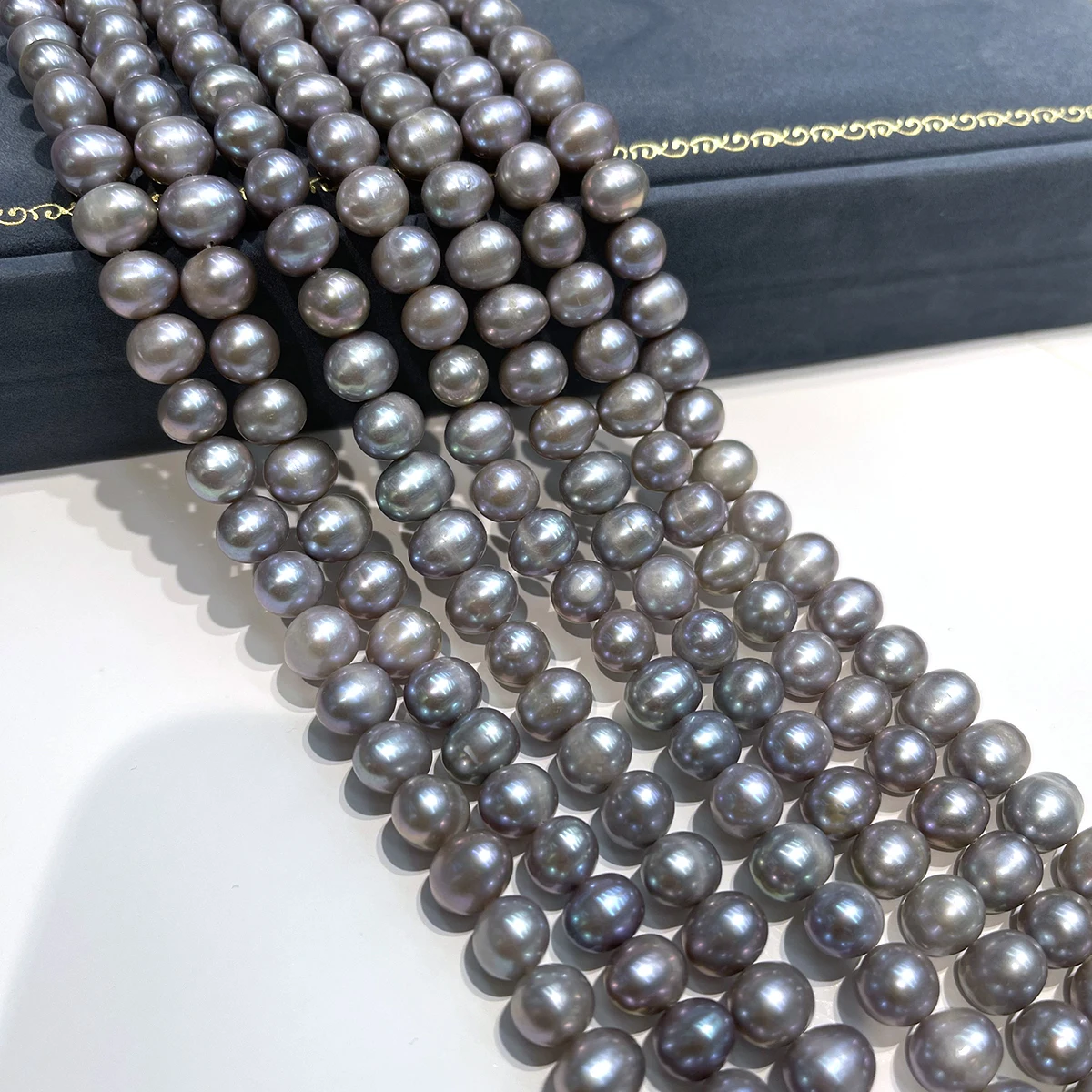 AAA 8‑9mm Potato Shape Gray Natural Pearl High Luster Straight Hole Beads DIY Jewelry Making Supplies for Necklace Accessories