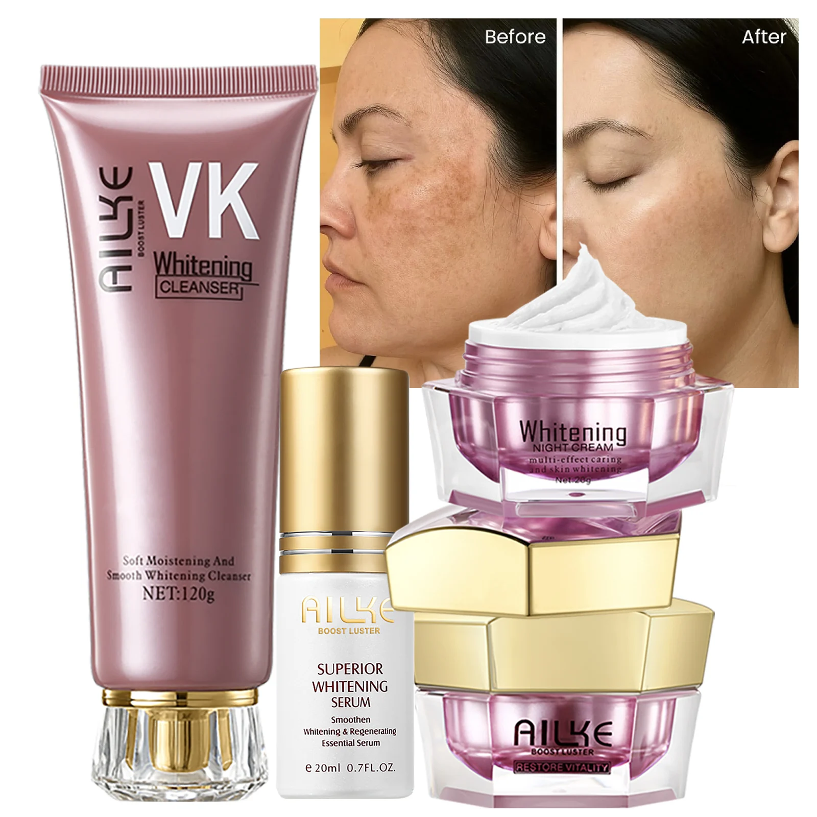 

AILKE Осветляющий дневной и ночной крем для лица, отбеливающий, с гиалуронатом натрия, глицерин, чистая кожа, против черных пятен, морщин