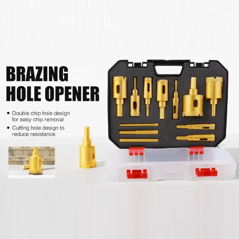 مجموعة منشار ثقب بلاط الحفر الجاف مكونة من 12 قطعة - للجرانيت والرخام والبلاط المصنوع من السيراميك الكامل/حفر الحجر