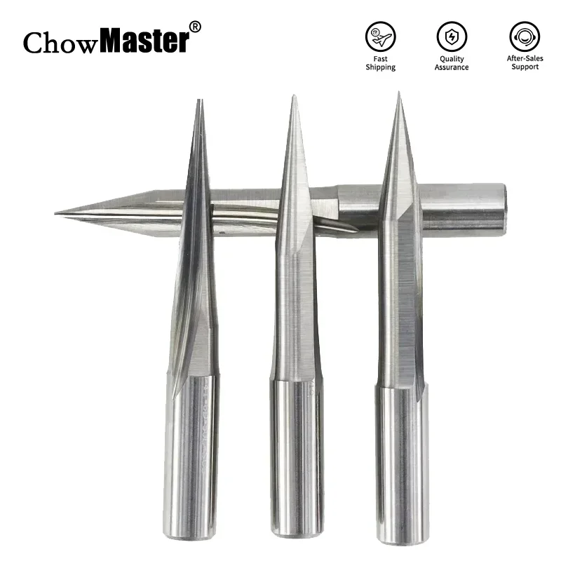 CHOWMASTER 5PCS 6mm V Shape 2F Straight Groove Woodworking Carbide Router Bit 15/20/25/30 Degree CNC Tungsten Steel End Mill