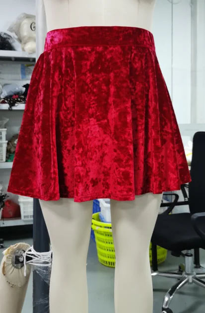 ROSEGAL Plus Size Velvet Mini A Line Skirt Ladies Christmas Skirts 2023 Red Fashion Bottoms Xmas Skirt