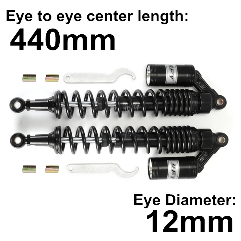 Zwart 280Mm 320Mm 340Mm 360Mm 380Mm 440Mm Motorcycle Air Schokdemper Achterwielophanging Atv quad Scooter Dirt Bike Motor D20