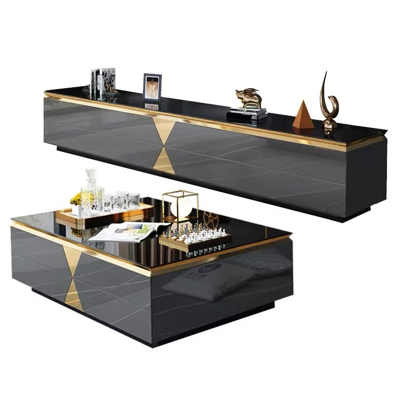 Modern Simple Coffee Table TV Cabinet Unit Living Room Tempered Glass Italian Coffee Table Tea Table