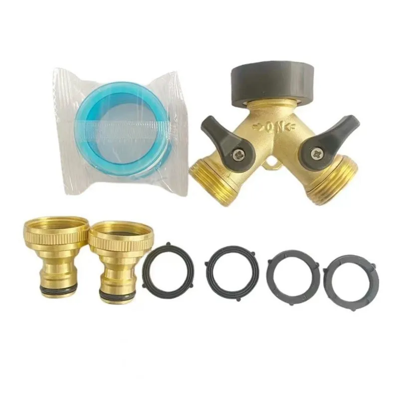 AB41-Divider One Split Two Y-Shaped Diverter Brass Garden Ball Valve 3/4 Inch Three Way Water Division