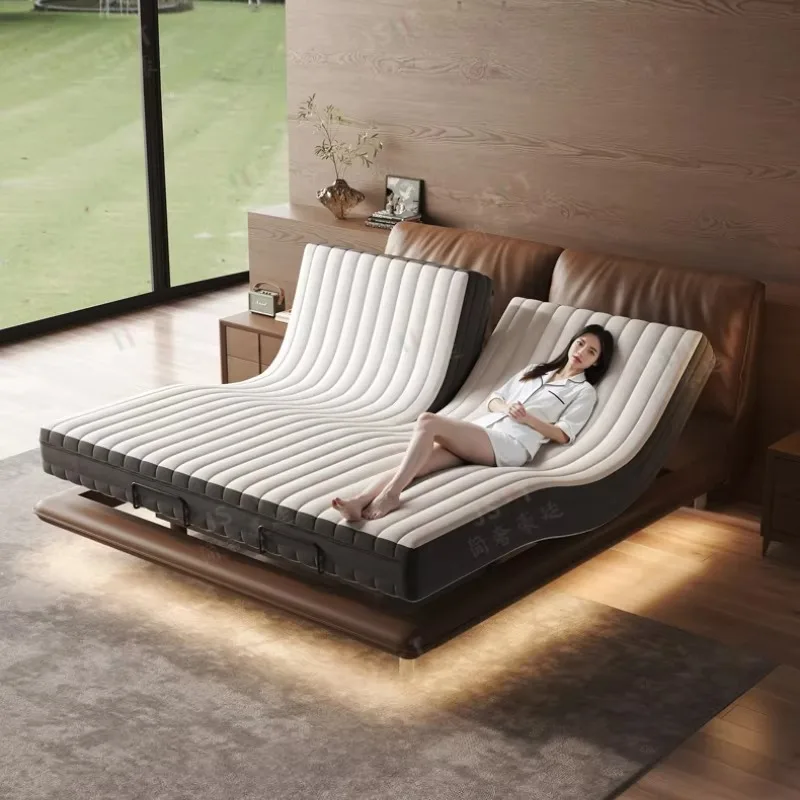 Luxury Adult Multi Functional Bed Metal Adjustable Smart Bases Bedroom Double Bed King Size Bedframe Camas De Casal Furniture