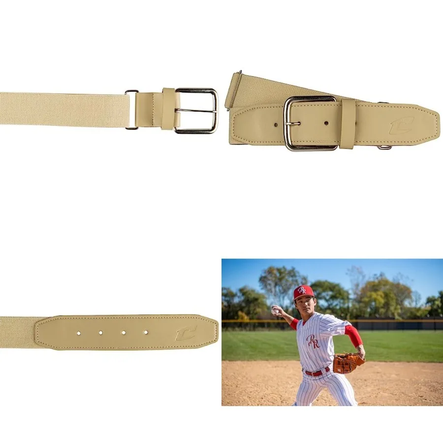 

Elastic Baseball Belt with 1.5-Inch Synthetic Tab, Durable and perfect for any baseball team. The buckle is stitched for added strength and durability. Adult,