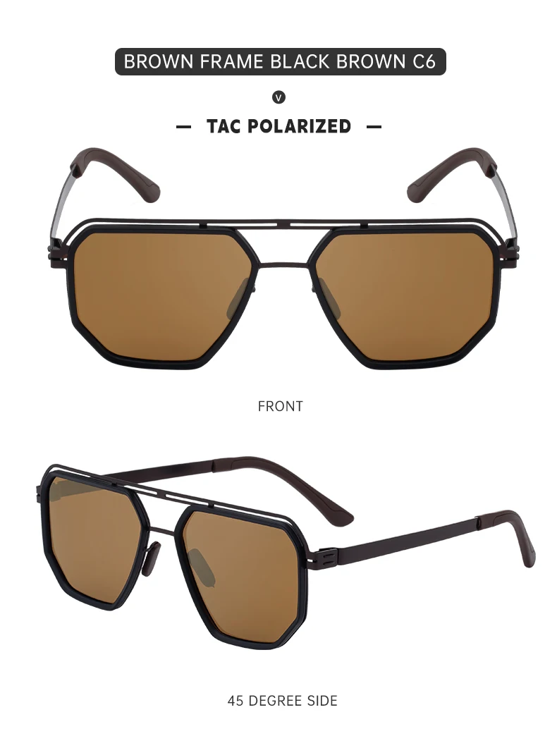 Übergroße quadratische Steampunk-Polarisierte Sonnenbrille für Herren – Luxusmarke 2026 mit Doppelsteg und Polygon-Design – Punk-Sonnenbrille für Männer – Detail 24
