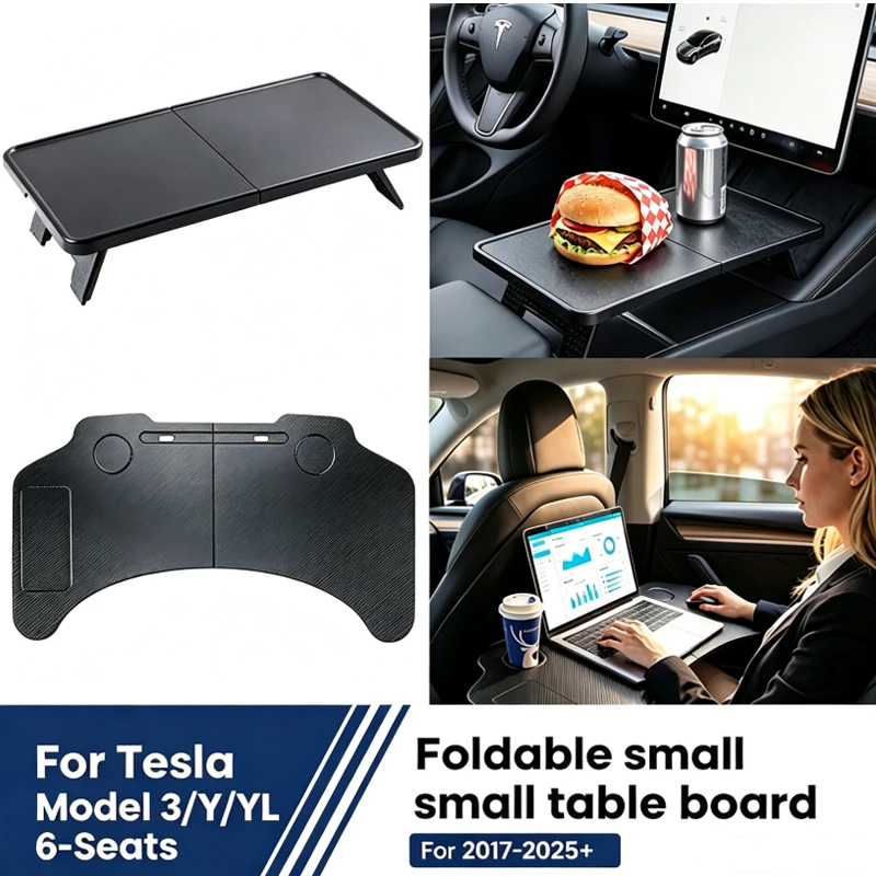 For Tray Table For Tesla Model 3/Y2017-2025Folding Car Steering Wheel Board Laptop Foldable Desk Mount Eating Drinks Tray Holder