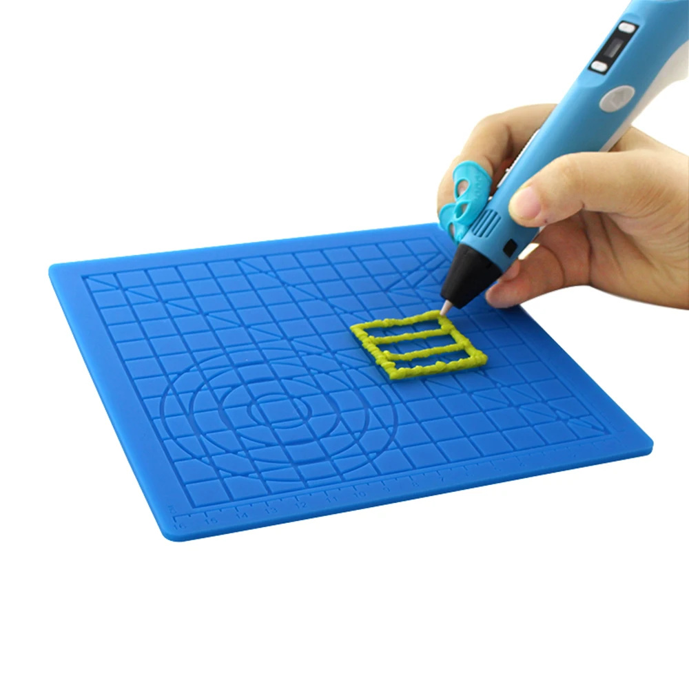 Silicone 3D printing pad for children, DIY 3D printing pen soft silicone design pad with 2 silicone finger covers