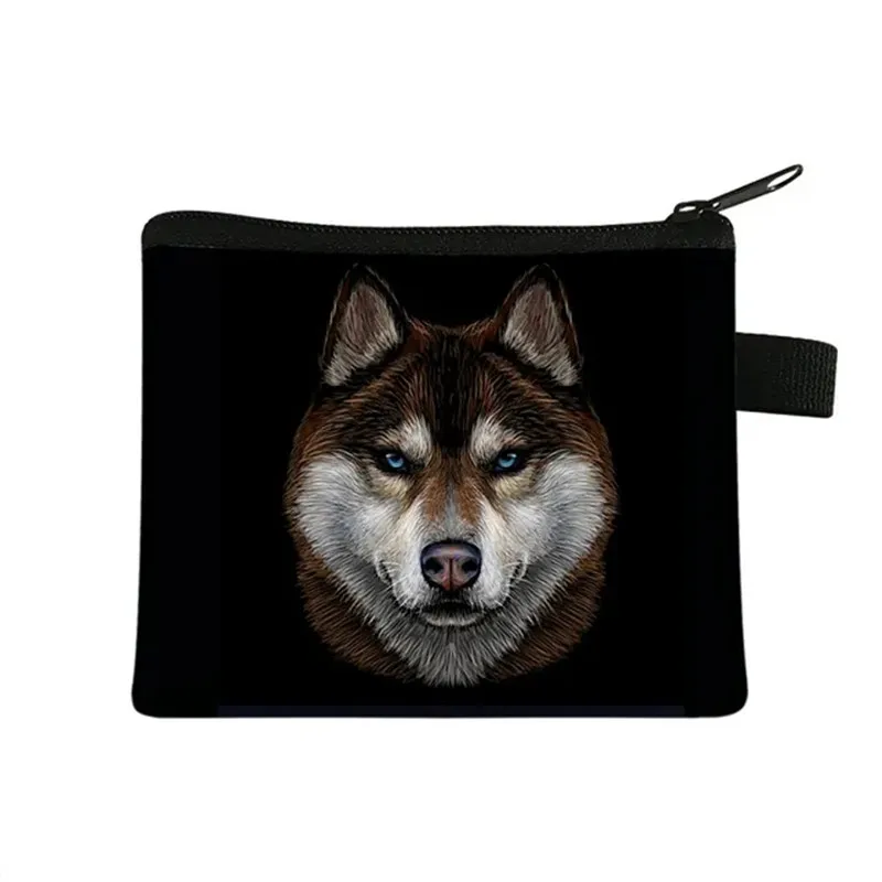 Lovely Husky Pattern Mini Wallet 3D Cute Dogs Women Zipper Coin Purse Female Mini Money Credit Card Bag For Gift Fashion Trend