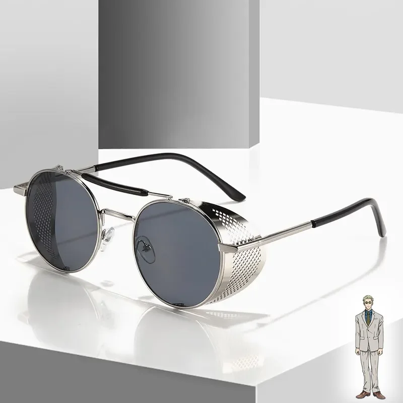 

Jujutsu Kaisen Nanami Kento Cosplay Glasses Steampunk Side Wind Proof Mesh Flip Round Metal Sunglasses David Tennant Eyewear
