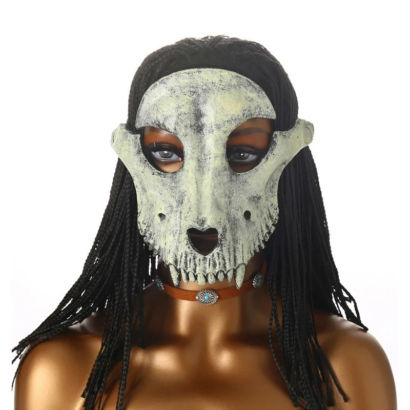 Máscara de calavera de cabeza de hueso de oveja 3D de Animal, Cosplay de antílope de cuerno de demonio, máscaras de Pu Diy, accesorios de disfraces de fiesta de disfraces de Halloween de Carnaval