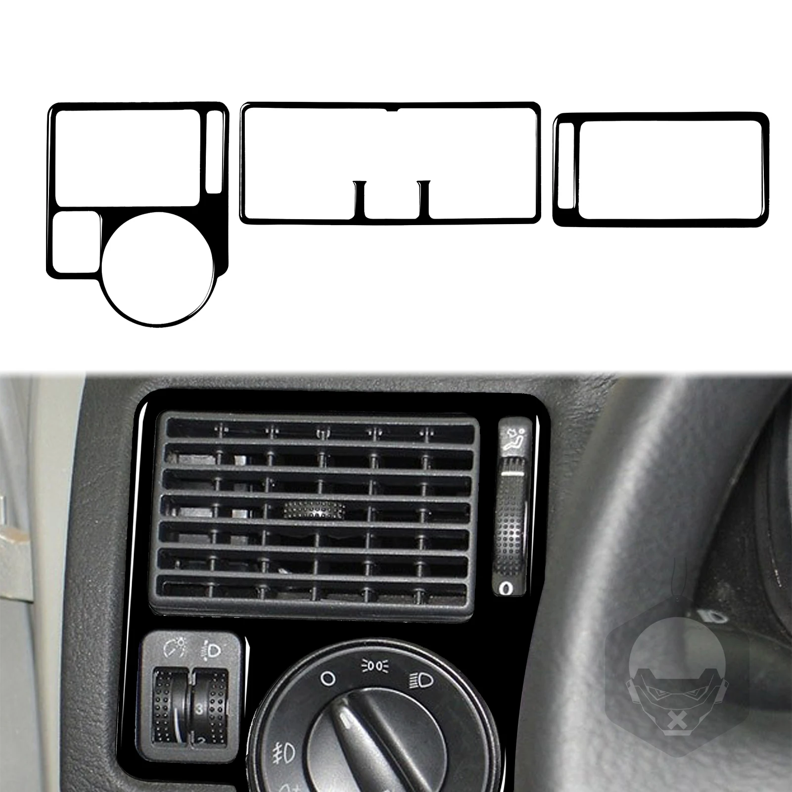 البيانو الأسود البلاستيك داش مركز وحدة التحكم تنفيس الهواء الغطاء الداخلي ملصق الكسوة لشركة فولكس فاجن جولف 4 MK 4 1999 2000 2001 2002 2003 2004