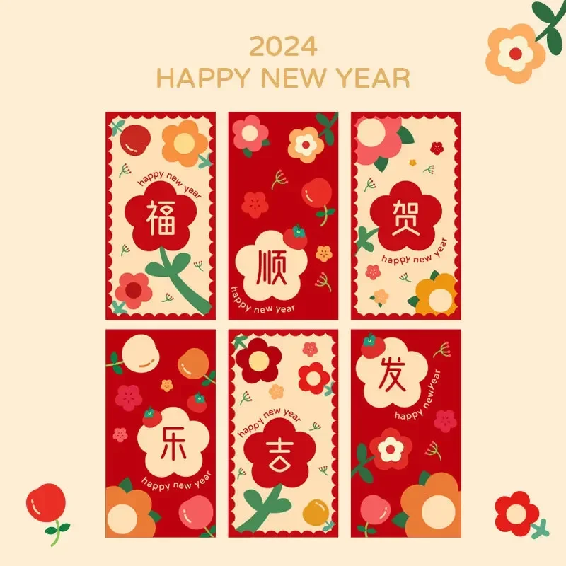 

36PCS 2025 Chinese New Year Red Envelopes HongBao Year Of Snake Decoration Patterns and Blessing Words for Spring Festival