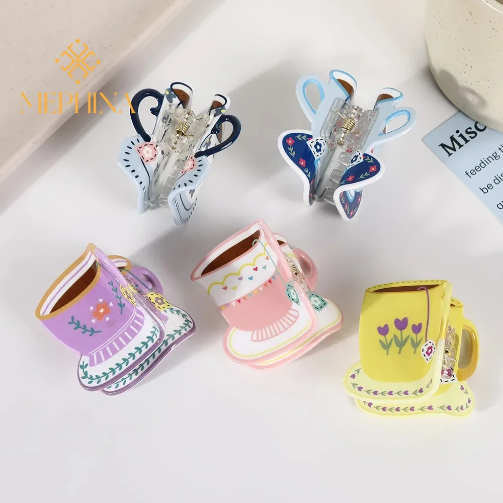 

MEPHINA Mini Coffee Cup Hair Claws Mug Hair Clip Claw Sweet and Cute Hair Claws Tea Cup Claws Accessories for Women