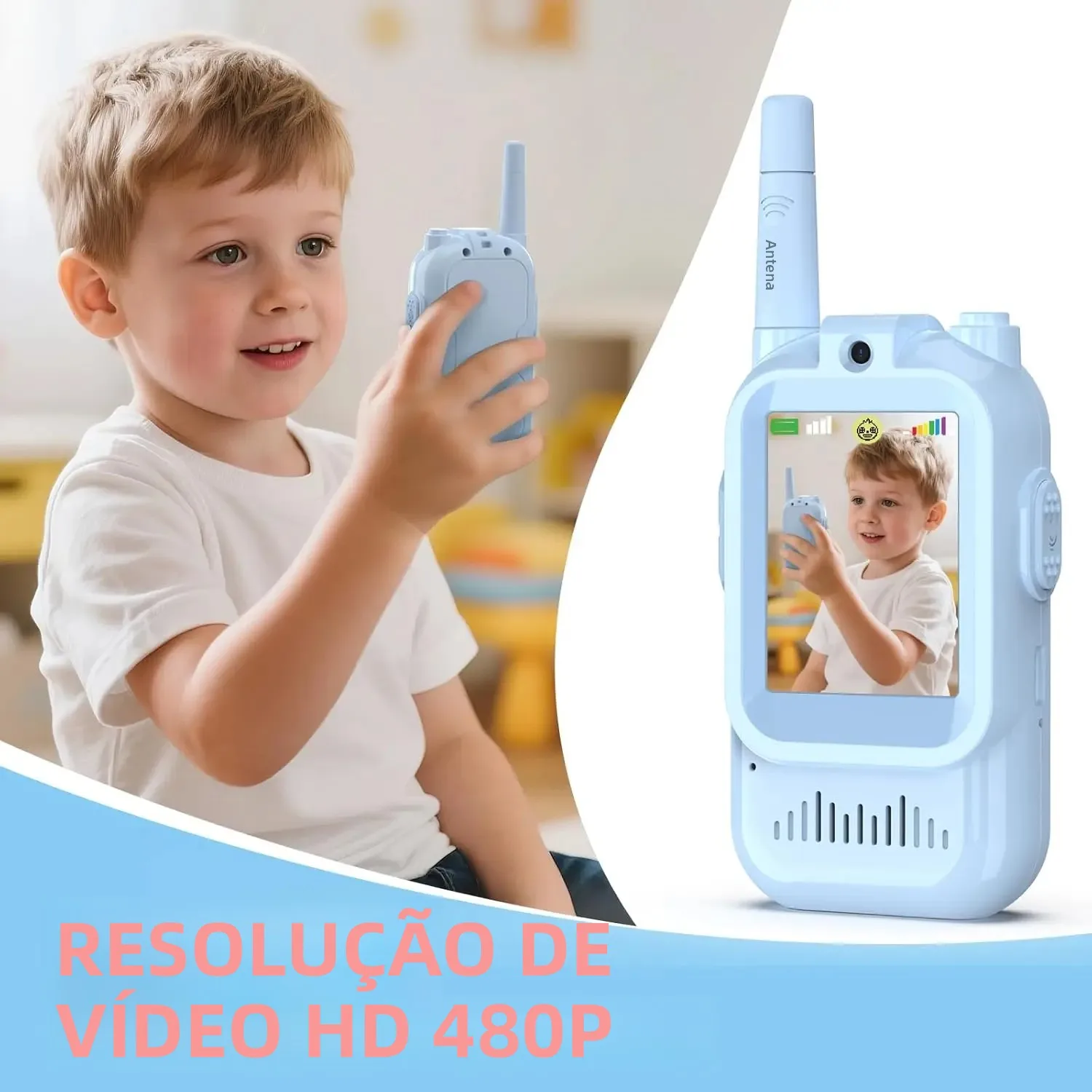 子供用ビデオトランシーバー-usb-c充電-ワンキー通話-ポータブルおもちゃ-楽しいインターコム-室内ゲームや屋外アクティビティに
