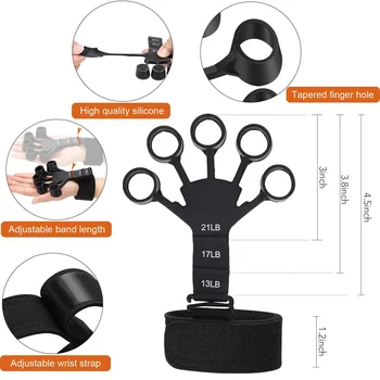 مقوي قبضة السيليكون بخمسة أصابع - تمرين إعادة تأهيل اليد لعل...