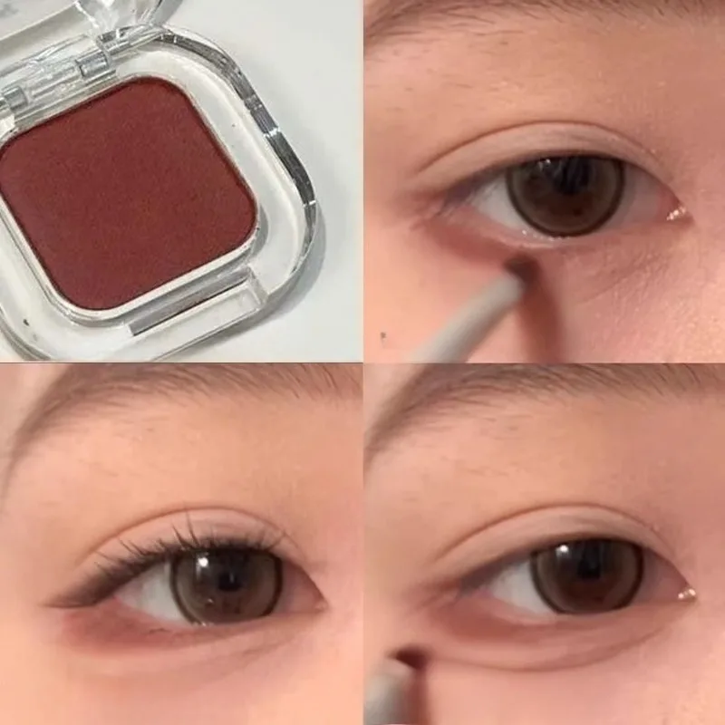 Palette de fards à paupières rouge marron Palette de maquillage multifonctionnelle soyeux mat corail rouge Eyeliner ver à soie ombre inférieure Eyeliner maquillage