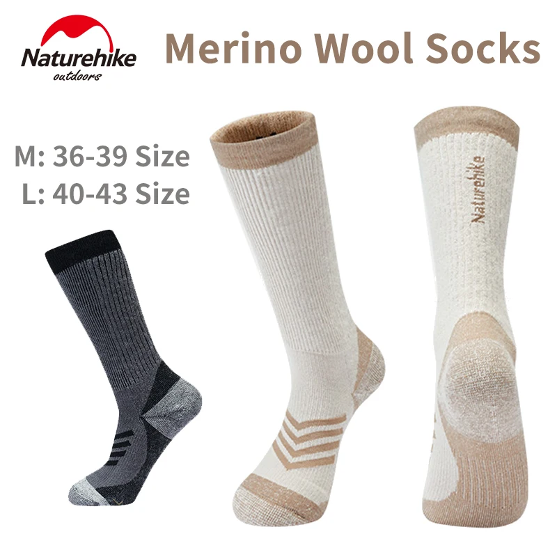 

Naturehike Merino Wool Socks Travel Outdoor Camping Mountaineering Hiking Thickened Warm Shock-Absorbing Mid-Calf Sports Socks