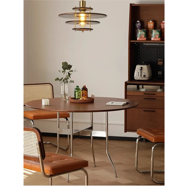 Lustre japonês retrô cor nogueira para restaurante, mesa de jantar medieval, bar, janela