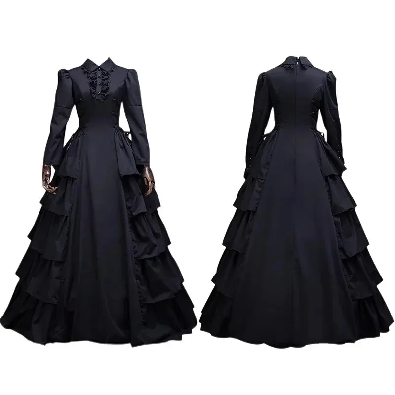 

Victoria Dress Cosplay Renaissance Gothic Lace Queen Princess Long Dresses Halloween Party Costume tt9]