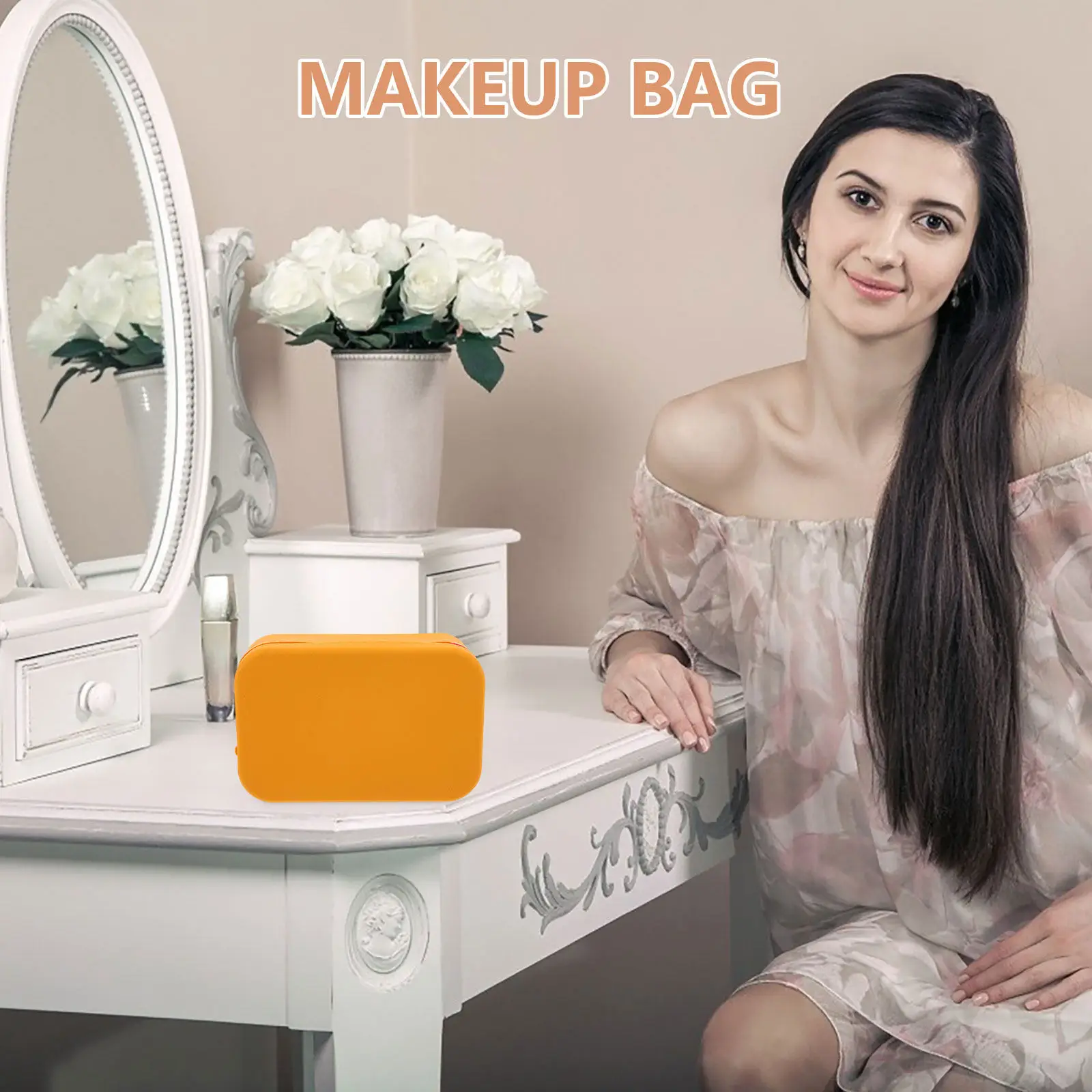 

Silicone Makeup Bag Large Capacity Waterproof Toiletry Bag for Travel Home Use Zippered Makeup Pouch Storage Organizer