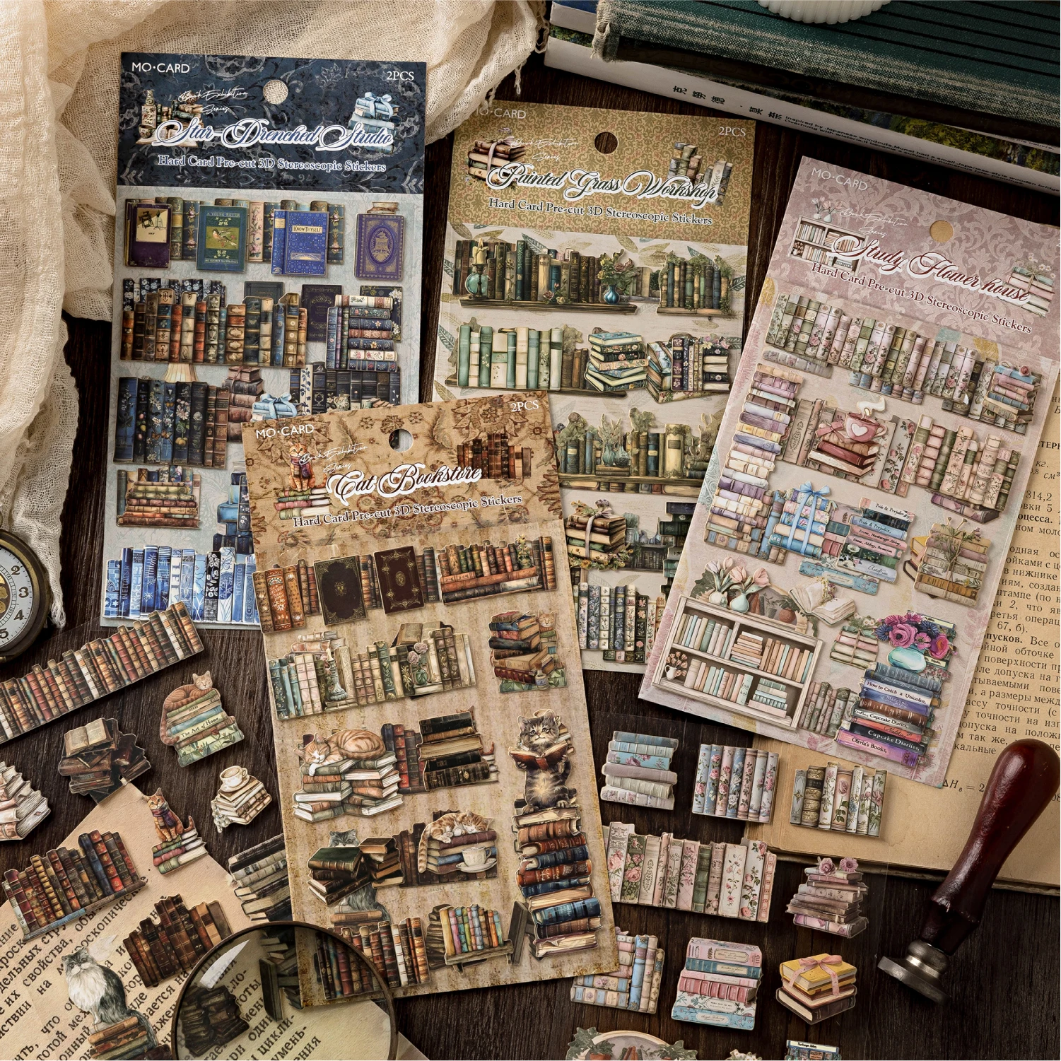 2 ورقة معرض الكتاب سلسلة الرجعية 3D الإغاثة يموت قطع ملصقات الديكور الإبداعي DIY غير المرغوب فيه مجلة سجل القصاصات ملصقات #3