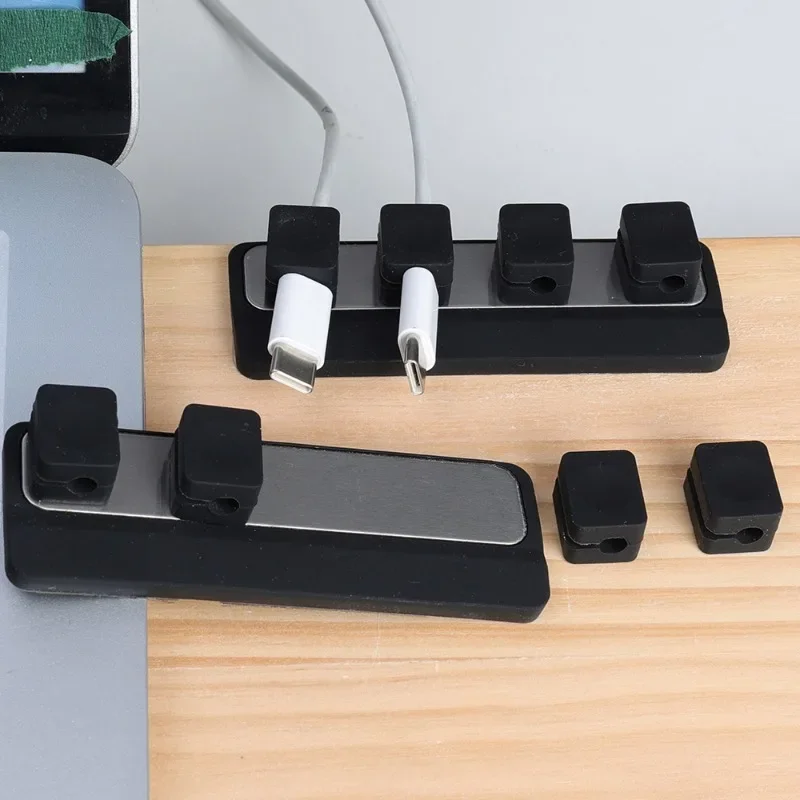 Magnetic Cable Clips Self-Adhesive Silicone Mouse Wire Fixed Organizer USB Charging Cable Holder Winder Row Plug for Office Home