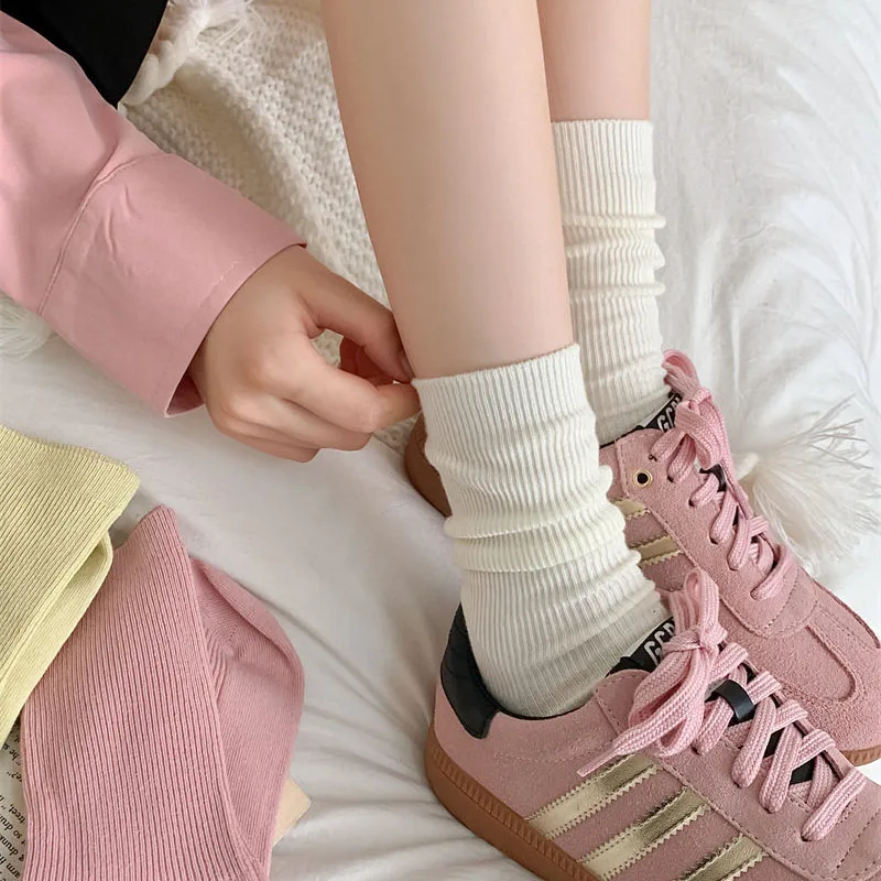 Women Solid Color Candy Socks Breathable Plain Basic Simple Girls Crew Loose Casual Sock Elastic Soft Comfortable Ankle Sox image 5