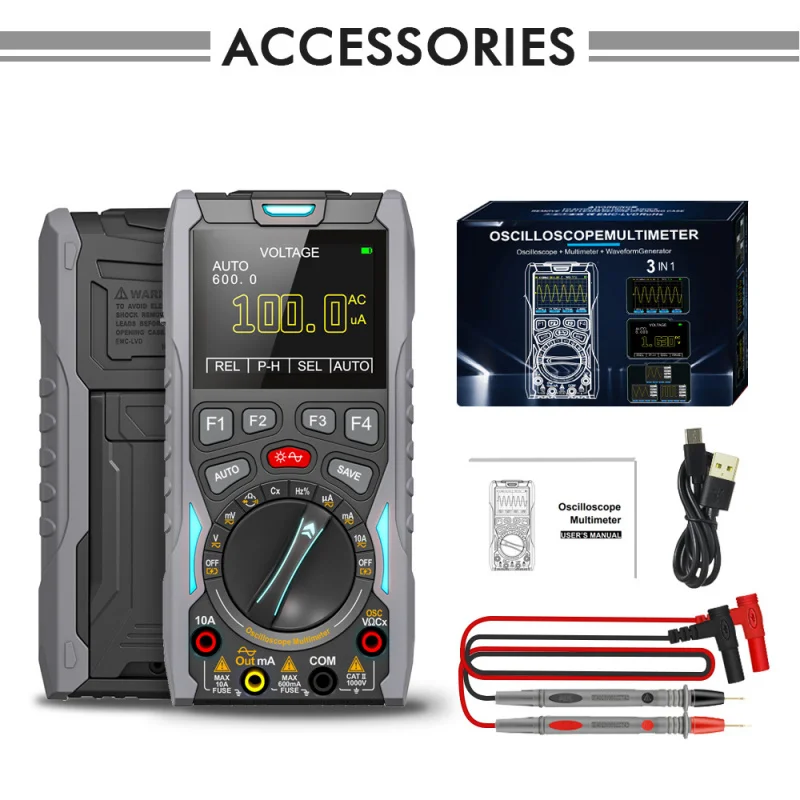 TOOLTOP ET928 Generatore di segnale multimetro oscilloscopio digitale portatile compatto 3 in 1 Larghezza di banda 12 MHz per riparazioni elettroniche