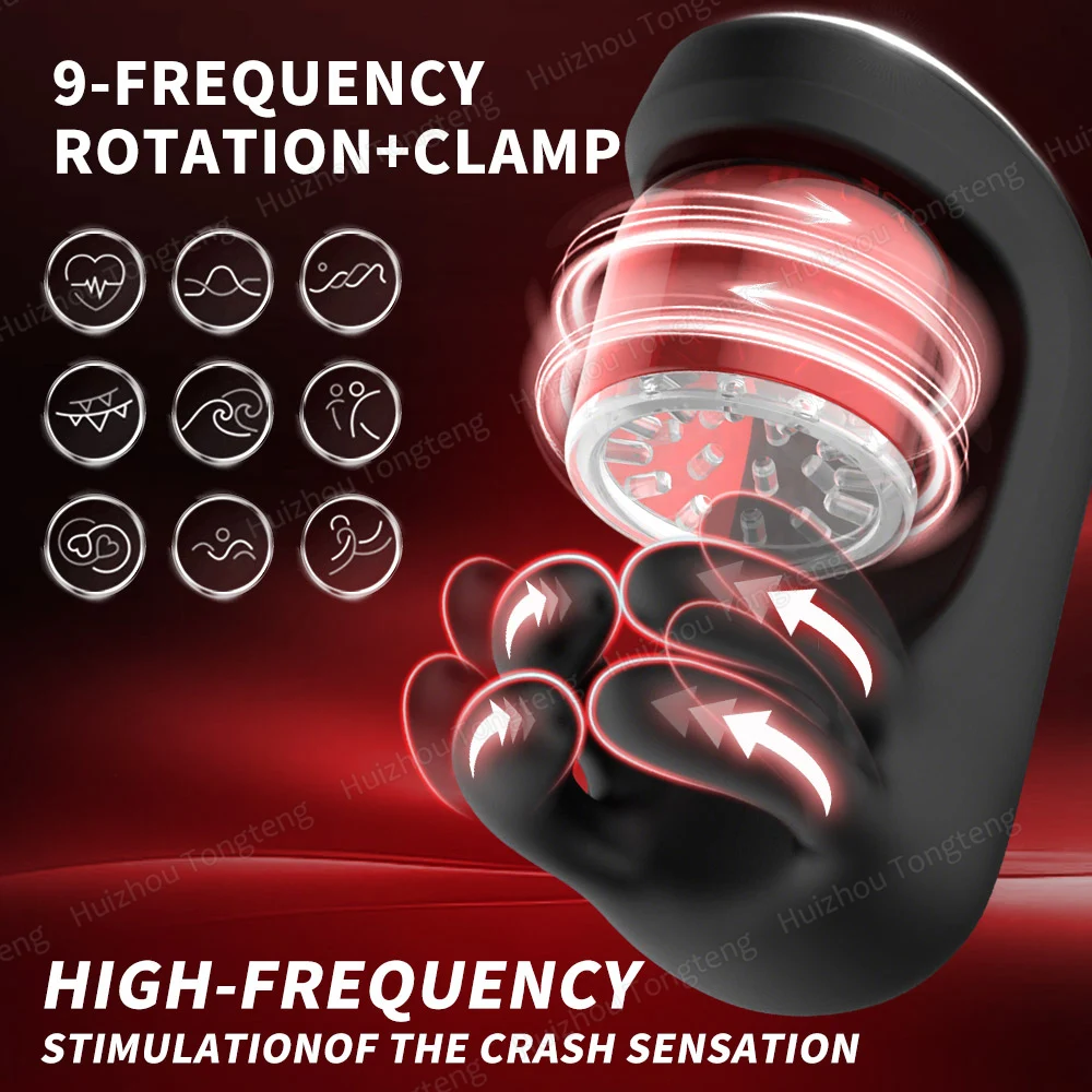 9 바이팅 회전 모드 블로어 콘 섹스 기계 스트로커 훈련 자극 지구력 증가 남성용 성인 섹스 토이 즐거움