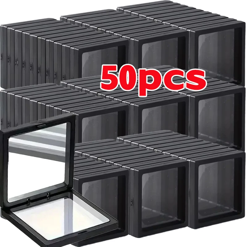 

1/50pcs Transparent Floating Display Box Plastic Film Jewelry Packaging Box Jewelry Necklace Ring and Collectible Storage Box