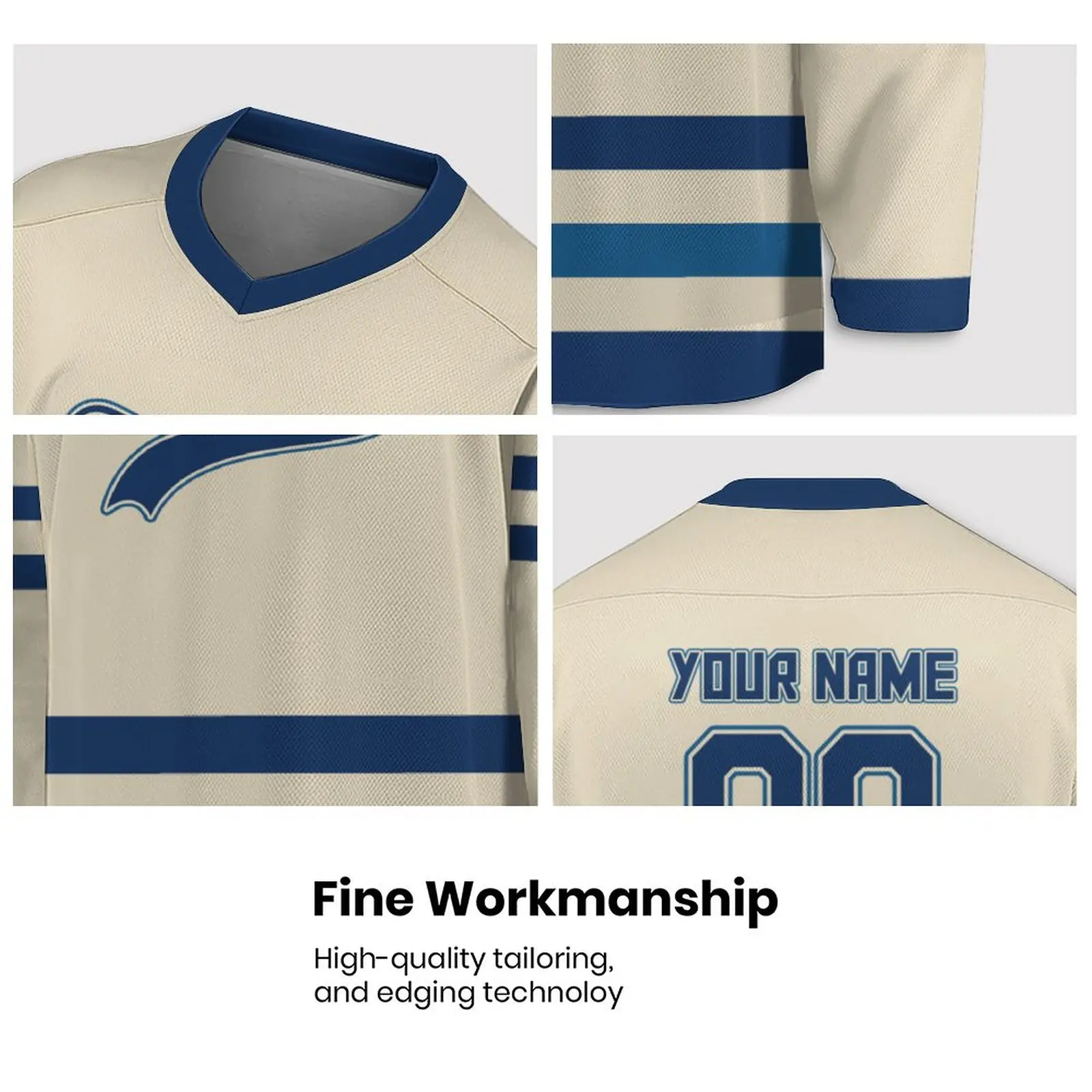 Custom Hockey Jersey Personalized Hockey Shirt with Team Name Number V-Neck Sports Jerseys Long Sleeve for Men Women Youth Kids