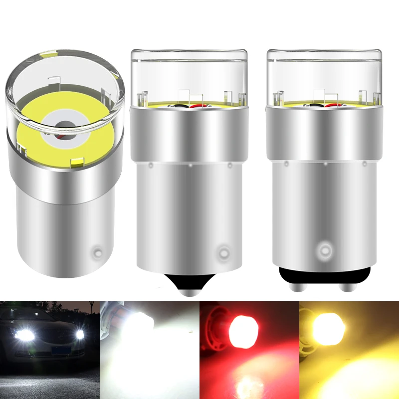 

2pcs P21W 1156 BA15S 1157 BAY15D P21/5W Car Led Turn Signal Lights Bulbs R5W R10W Auto Reverse Lamp 12V 6000K White Red Yellow