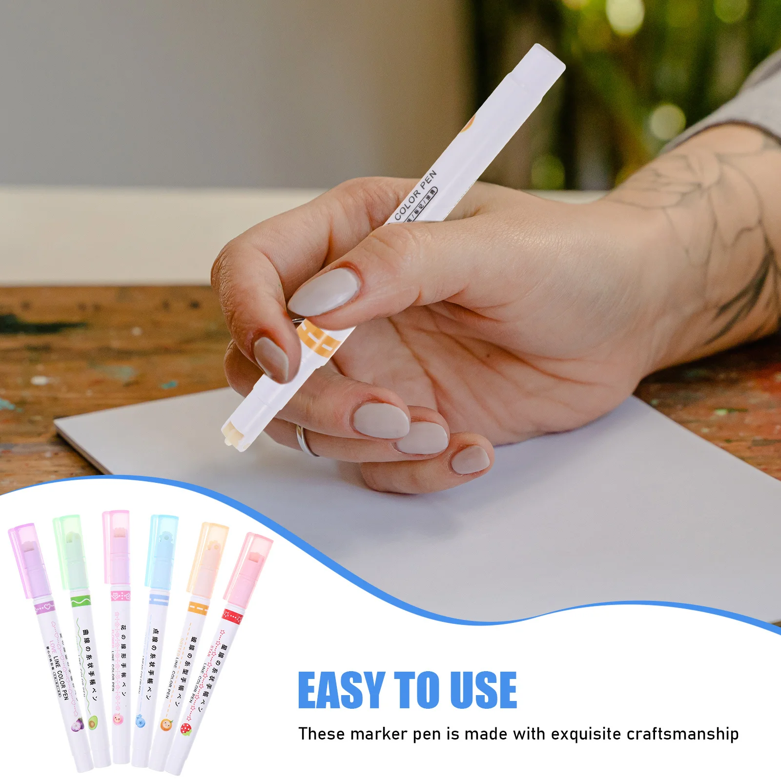 

6Pcs Portable Paint Markers Fine Tip Multi-Function for Art Supplies and School Projects Fine Tip Markers